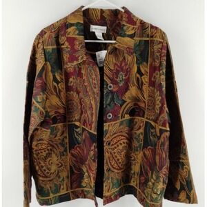 NWT Drapers and Damons Floral Jacquard Tapestry Jacket Pockets Womens Size Large